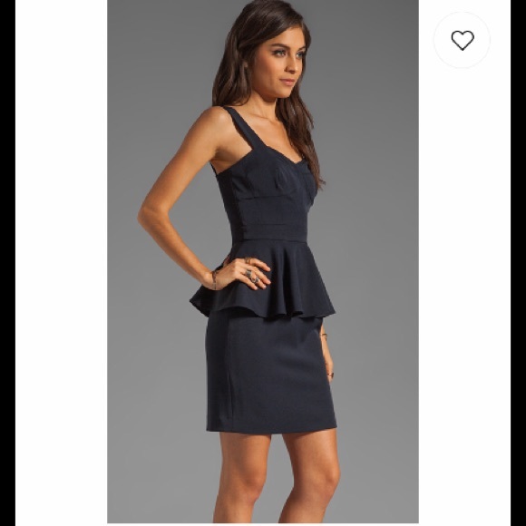 NWT Shoshanna Deanna Peplum Dress in Navy Blue - Picture 3 of 4